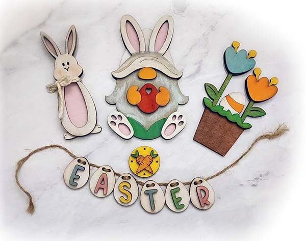 Get ready for Easter with the cutest addition to your home décor - a whimsical Easter Gnome Bunny from Little August Ranch! Our DIY Wood Blanks are perfect for creating these adorable little creatures. Place them on tiered trays or freestanding shelv