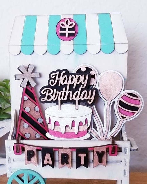 Birthday Insert DIY -Inserts for Interchangeable Inserts - Tiered Tray Decor - Freestanding Shelf Decor - Paint it Yourself Kit