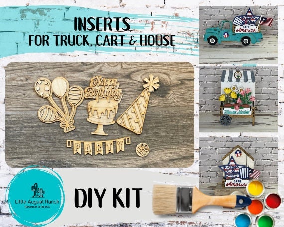 Birthday Insert DIY -Inserts for Interchangeable Inserts - Tiered Tray Decor - Freestanding Shelf Decor - Paint it Yourself Kit