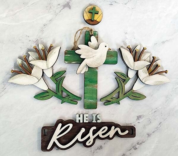 He is Risen - DIY Interchangeable Inserts - Tiered Tray Decor - Freestanding Shelf Decor - Paint it Yourself Kit