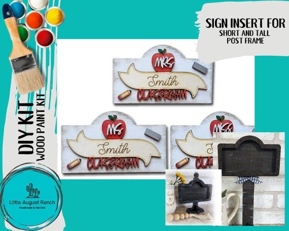 Classroom Teacher Personalized DIY Interchangeable Sign - Drop in Frame