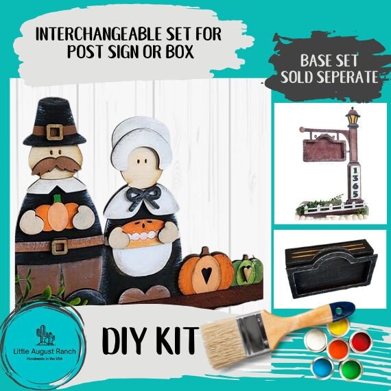 Pilgrim Couple DIY Interchangeable Add-ons for Sign Post and Box