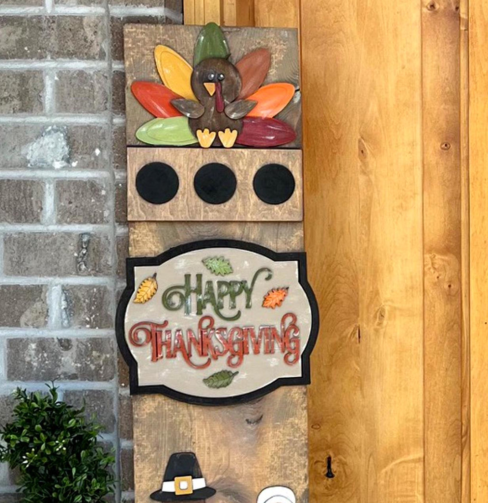 Thanksgiving Pilgrim Couple Add On Kit for Porch Leaner Toppers DIY Kit - Wood Blanks for Painting and Crafting