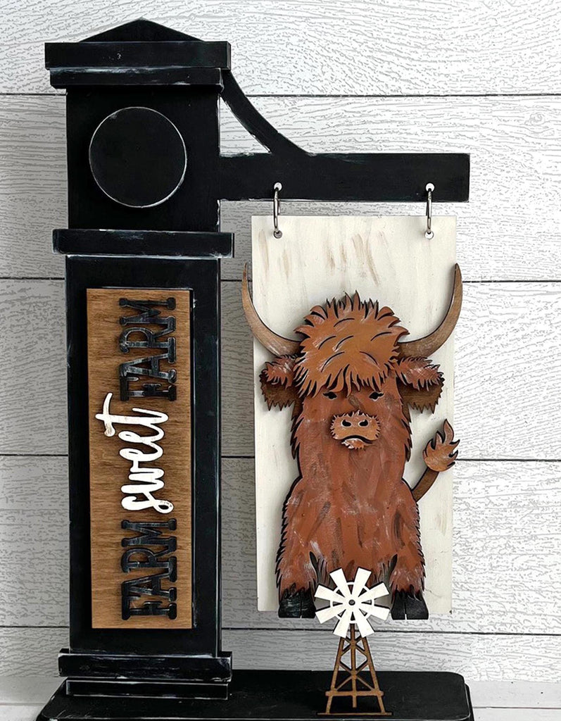 Highland Cow Add-on for Slim Sign Post Holder- DIY Wood Blanks for Crafting and Painting, Home Decor