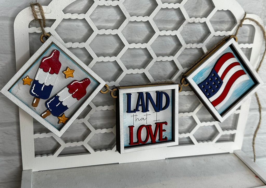 4th of July Tiny Tile for Interchangeable Frame Wood Decor - DIY home Decor