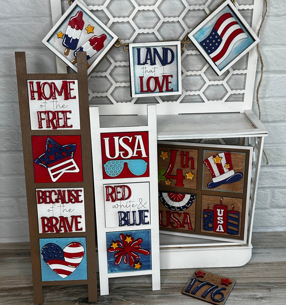 4th of July Tiny Tile for Interchangeable Frame Wood Decor - DIY home Decor