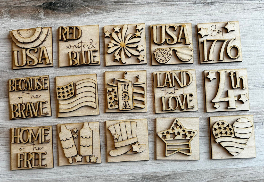 4th of July Tiny Tile for Interchangeable Frame Wood Decor - DIY home Decor