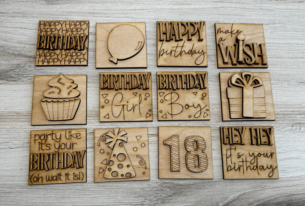 Birthday Tiny Tile for Interchangeable Frame Wood Decor - DIY home Decor