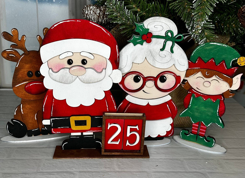 Christmas Squad Countdown Tiny Tile Frame Set for Interchangeable Wood Decor - DIY Wood Blanks for Painting