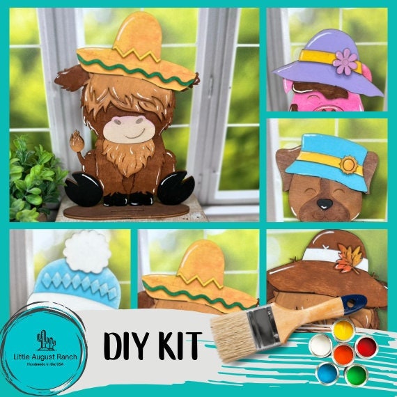 Barnyard Animals with Interchangeable Hats - DIY Wood Blanks for Painting and Crafting