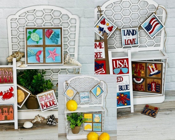 Tiny Tile Rectangle Frames for Interchangeable Wood Tiles - Ladder Decor