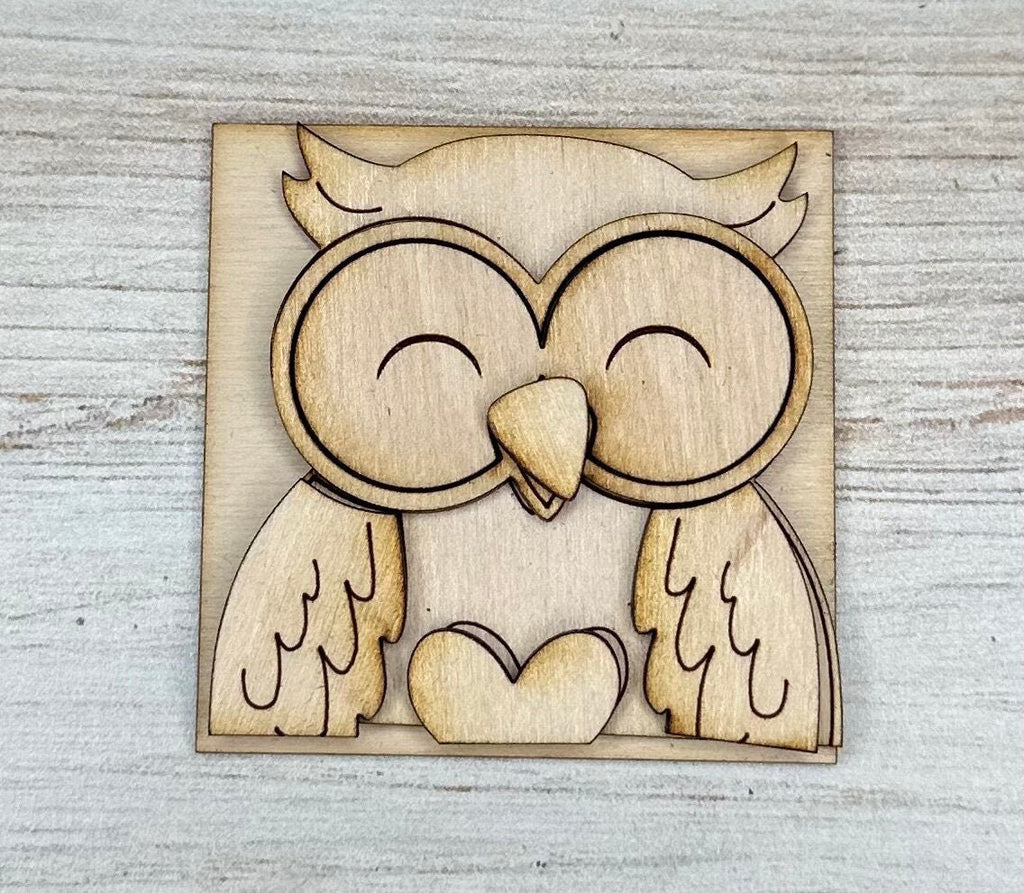 Owl Valentine DIY Leaning Ladder Insert Kit - Wood Blanks for Painting and Crafting