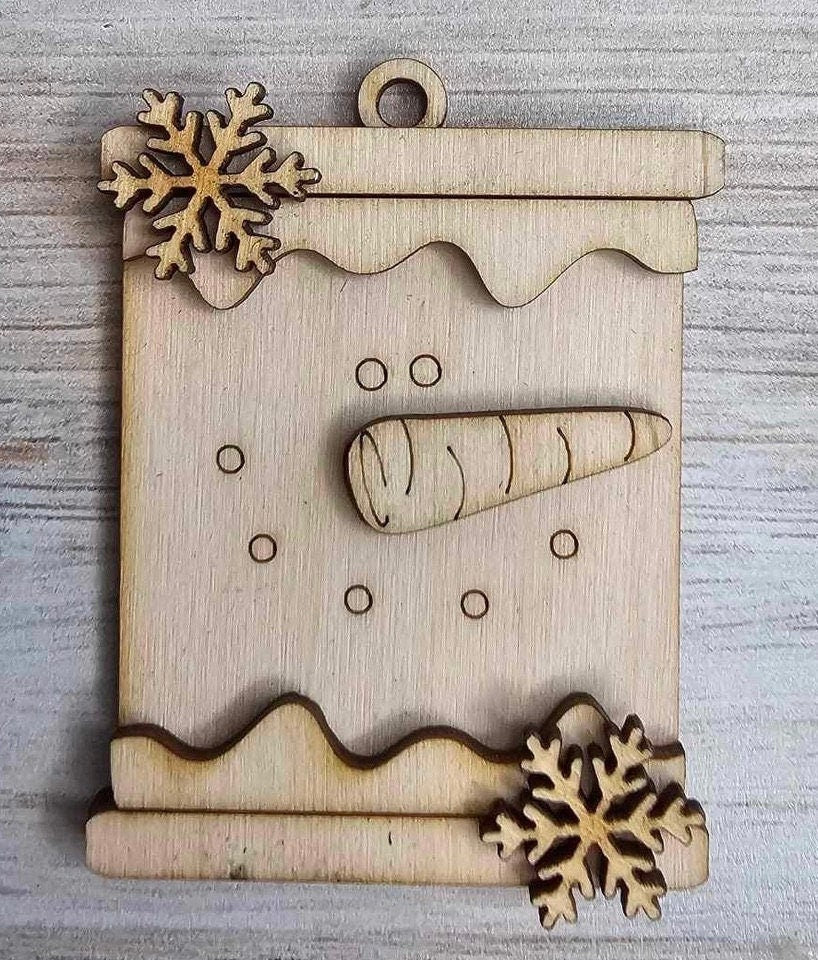 DIY S&#39;More Snowmen Christmas Ornament Set - Wood Blanks for Painting