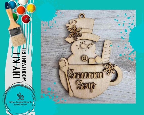 DIY Snowman Soup Christmas Ornament Set - Wood Blanks for Painting