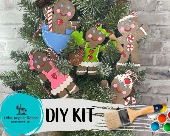 Gingerbread DIY Christmas Ornament Kit- Tree Ornament Wood Blanks