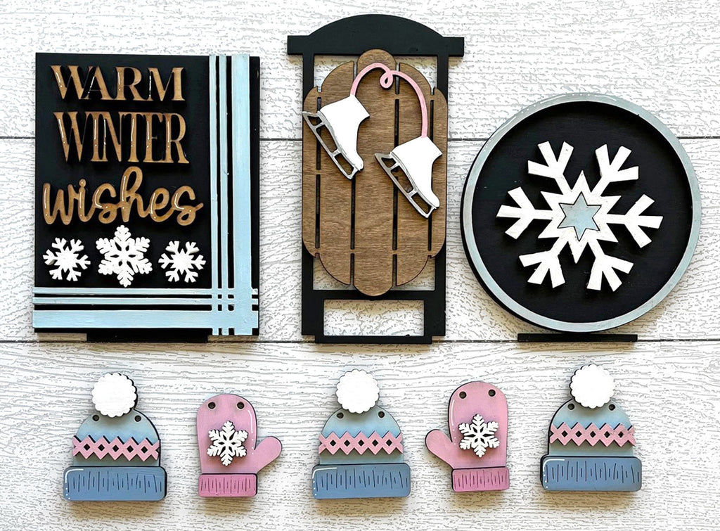 Winter Insert for our Bench Interchangeable Shelf Pieces , Decor for Shelf - Wood Blanks for Crafting and Painting