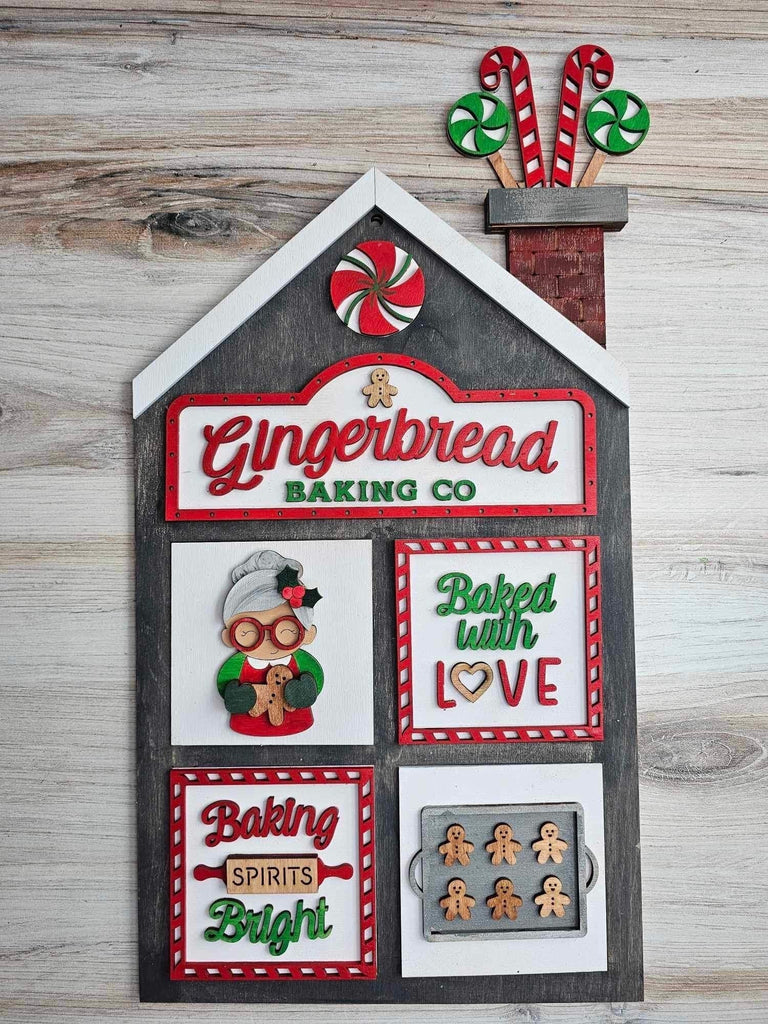 Gingerbread Inserts for House Frames Interchangeable 7 Piece Wood Squares - DIY Wood Blank Paint Kit