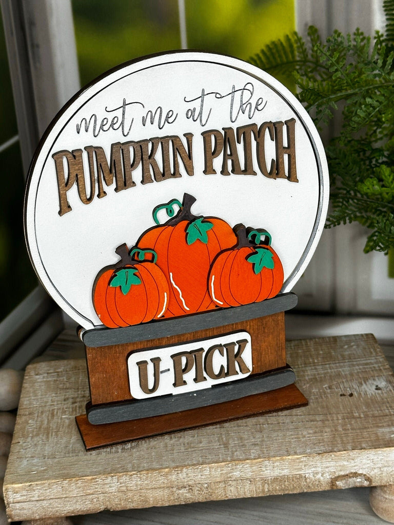 Pumpkin Patch Insert for Snow Globe DIY Interchangeable Decor Inserts - Wood Paint Kit