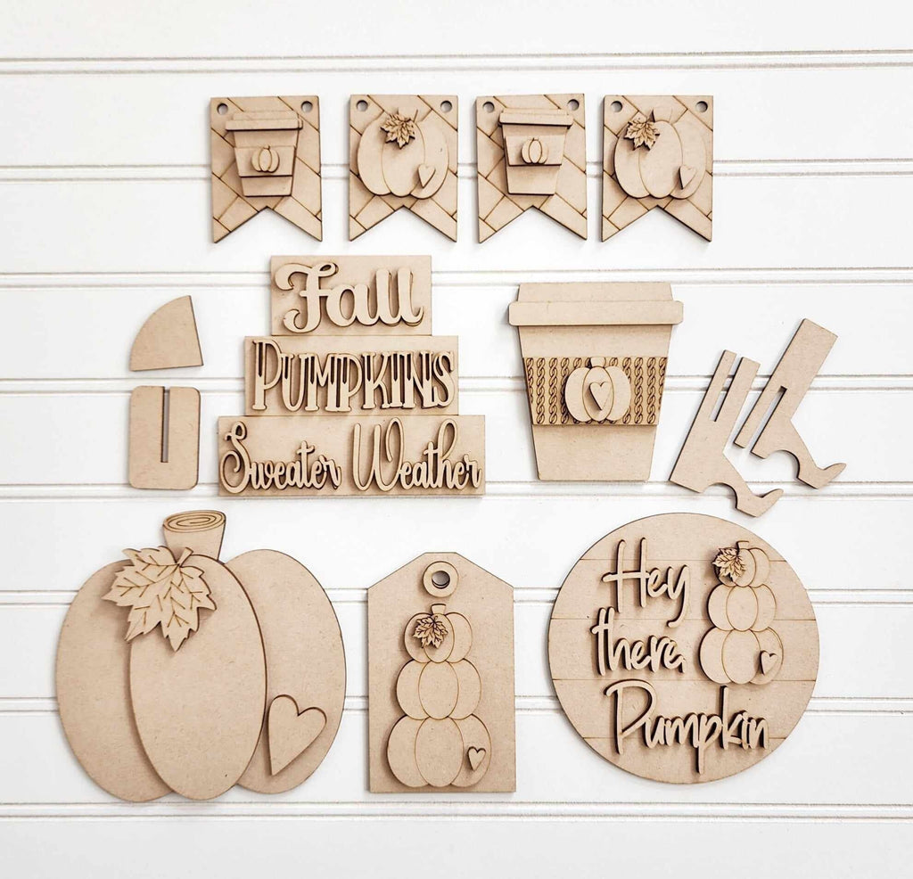 Hello Pumpkin Fall DIY Kit - Wood Blanks for Painting