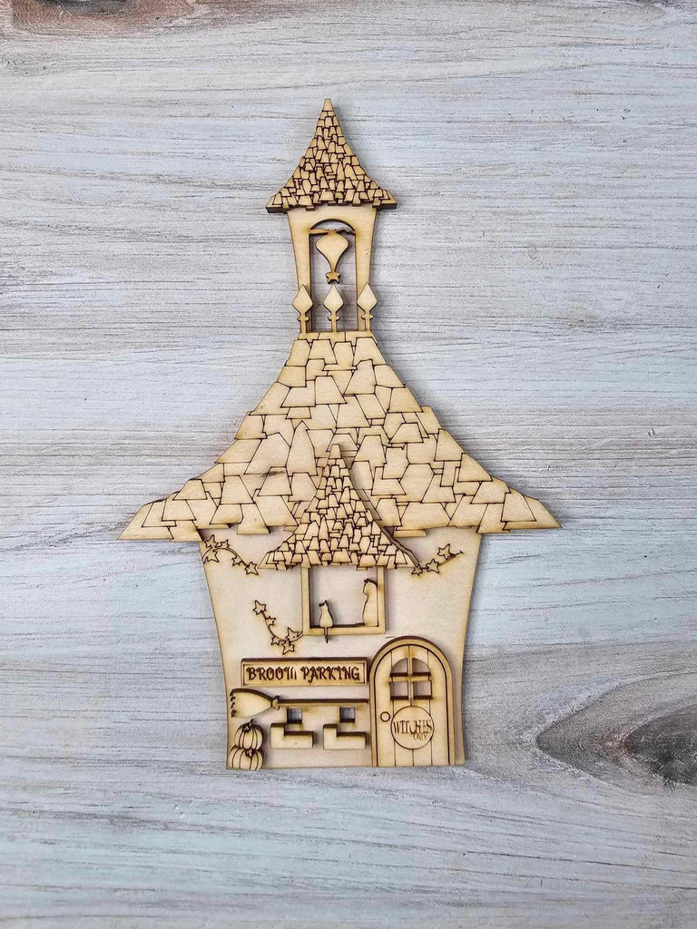 Halloween Village Self Standing Double sided Pieces - Agatha&#39;s Academy - Wood Blanks for Painting