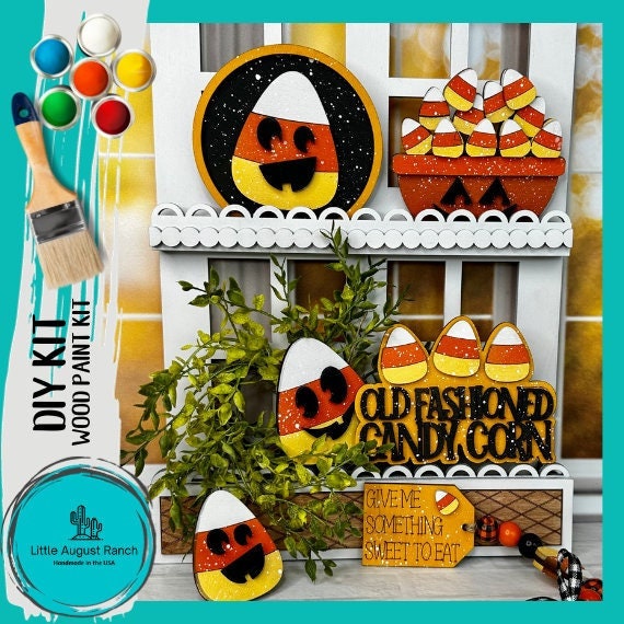 DIY Halloween Bowl of Candy Corn Tiered Tray Paint Kit - Wood Blanks for Painting