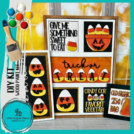 Halloween Candy Corn DIY Leaning Ladder Insert Kit - Interchangeable Tiered Tray/Ladder Decor Wood Blanks to Paint