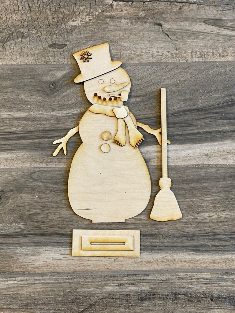 Snowm Tiered Tray Decor Bundle DIY - Standing Snowmen Family - Snowman DIY Paint Kit