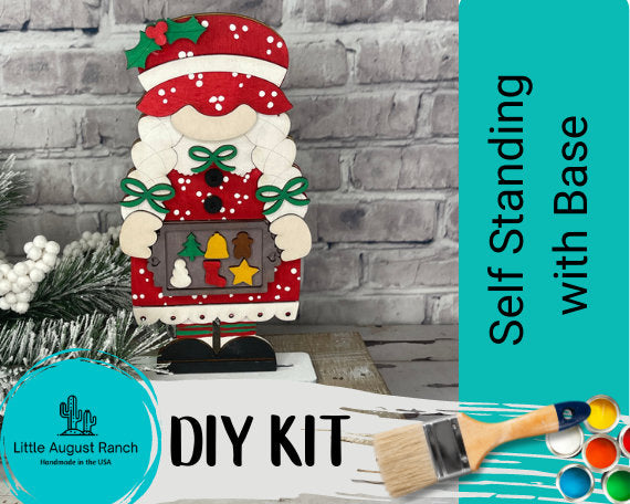 Mrs Claus DIY Paint Kit - Standing Decor Base - Christmas Wood Blank - DIY Shelf Decor