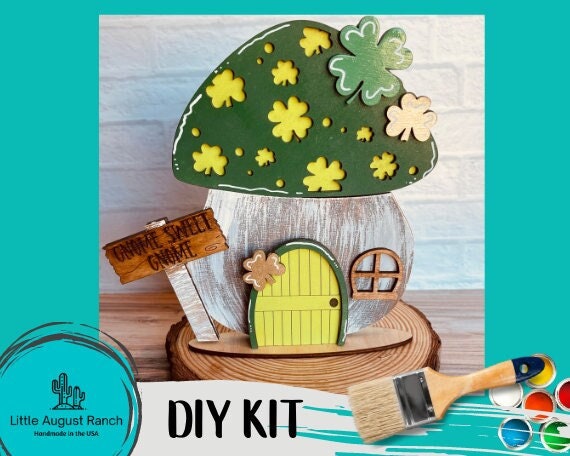 Mushroom DIY Interchangeable Decor Inserts - Wood Paint Kit - St Patrick