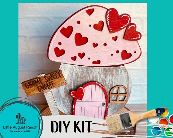 Mushroom DIY Interchangeable Decor Inserts - Wood Paint Kit - Valentine