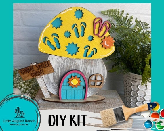 Summer Mushroom DIY Interchangeable Decor Inserts - Wood Paint Kit Summer Sets