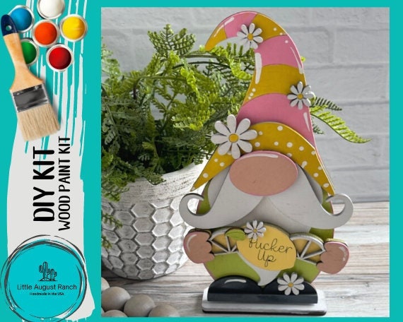 Lemon Gnome DIY Wood Paint Kit- Standing Gnome on Base