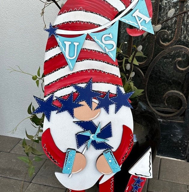 4th of July Gnome Porch Sign - Patriotic Decor