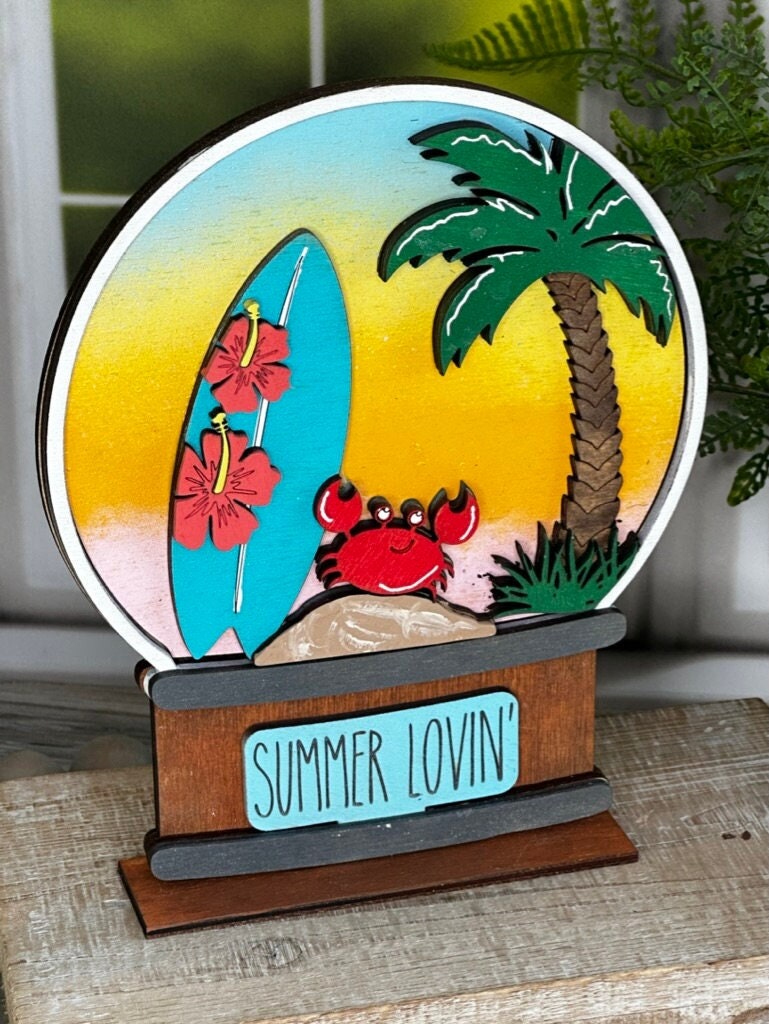 Beach Insert for Snow Globe DIY Interchangeable Decor Inserts - Wood Paint Kit