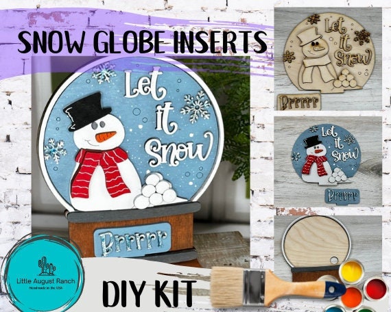 Winter Snowman Insert for Snow Globe DIY Interchangeable Decor Inserts - Wood Paint Kit