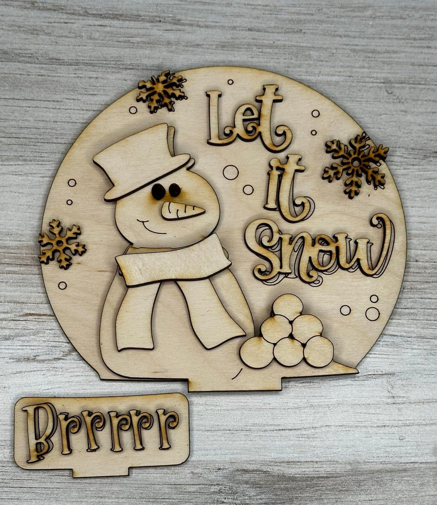 Winter Snowman Insert for Snow Globe DIY Interchangeable Decor Inserts - Wood Paint Kit