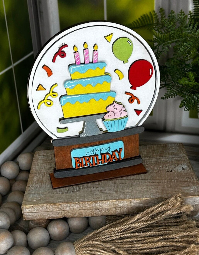 Birthday Insert for Snow Globe DIY Interchangeable Decor Inserts - Wood Paint Kit