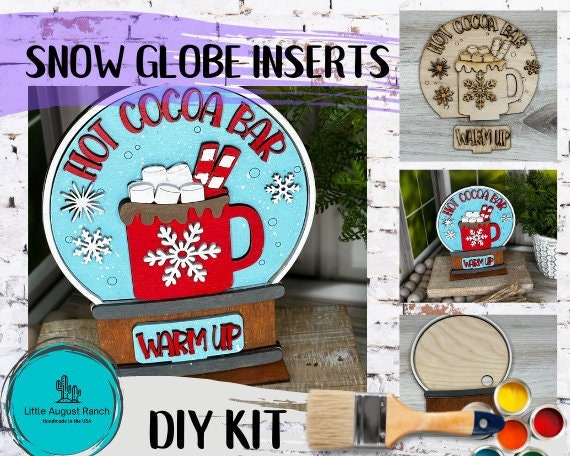 Hot Cocoa Insert for Snow Globe DIY Interchangeable Decor Inserts - Wood Paint Kit