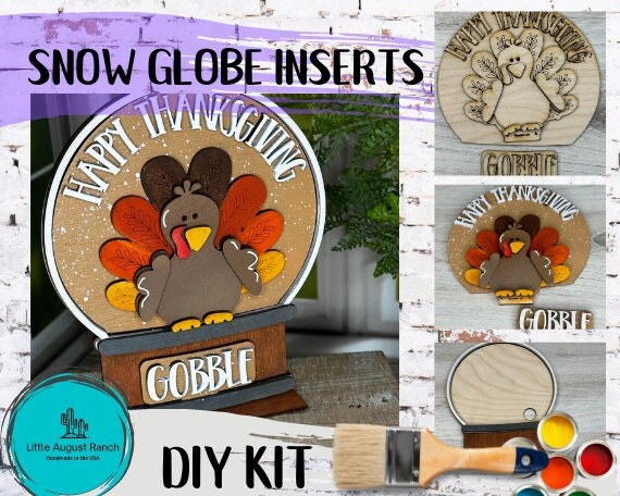 Thanksgiving Insert for Snow Globe DIY Interchangeable Decor Inserts - Wood Paint Kit