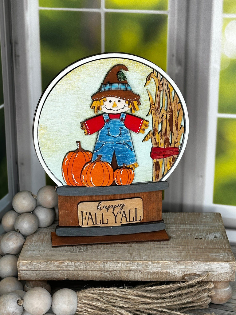 Scarecrow Insert for Snow Globe DIY Interchangeable Decor Inserts - Wood Paint Kit