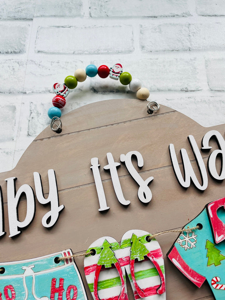 Baby it&#39;s Warm Outside Christmas Decor - Door/Wall Hanger Gone to the Beach Wood Paint Kit