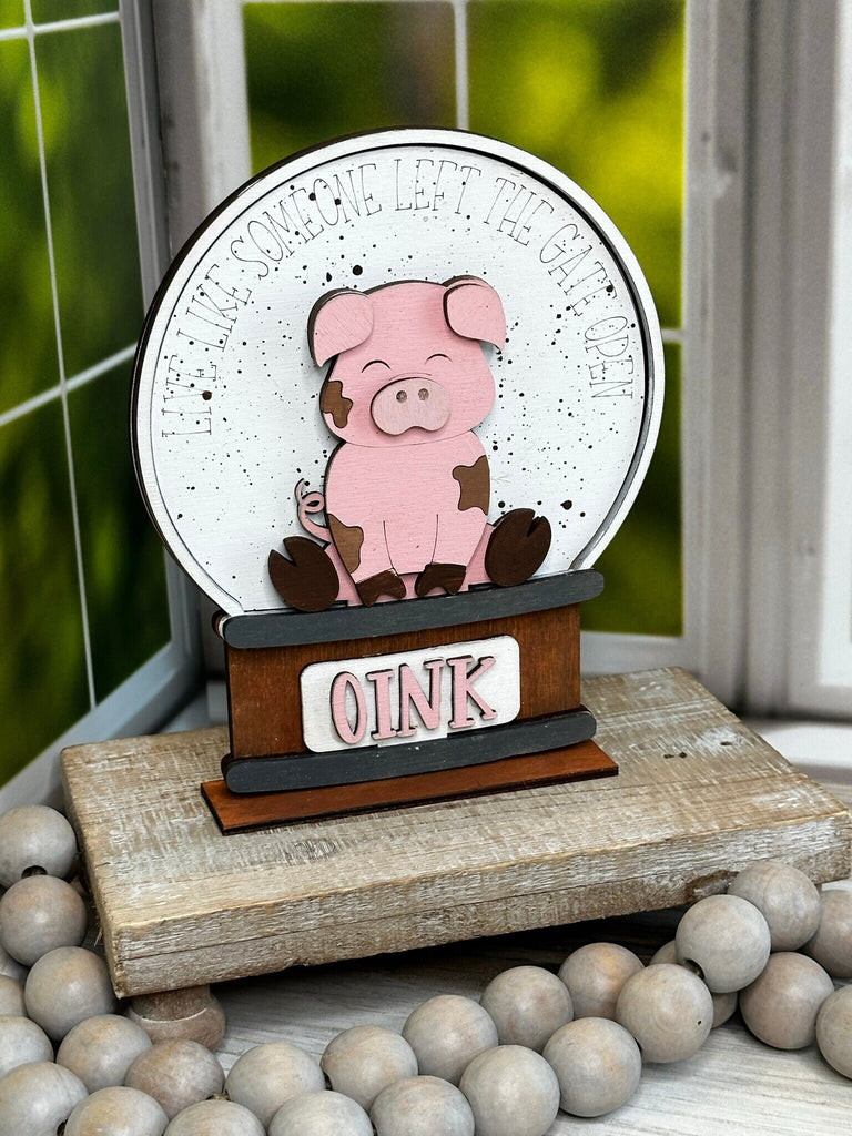 Barnyard Friends Insert for Snow Globe DIY Interchangeable Decor Inserts - Wood Paint Kit