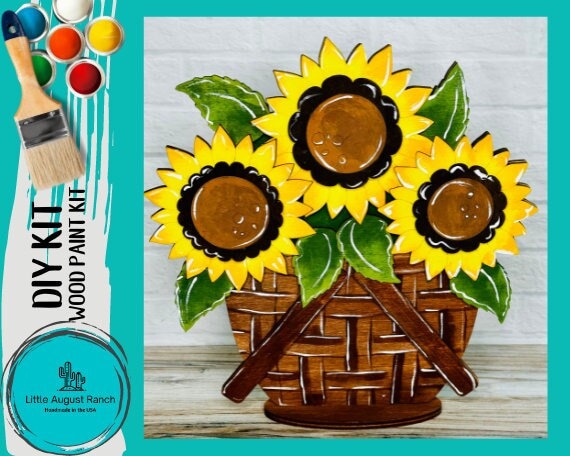 Sunflower Basket Standing with Base - DIY Paint Kit Wood Blanks