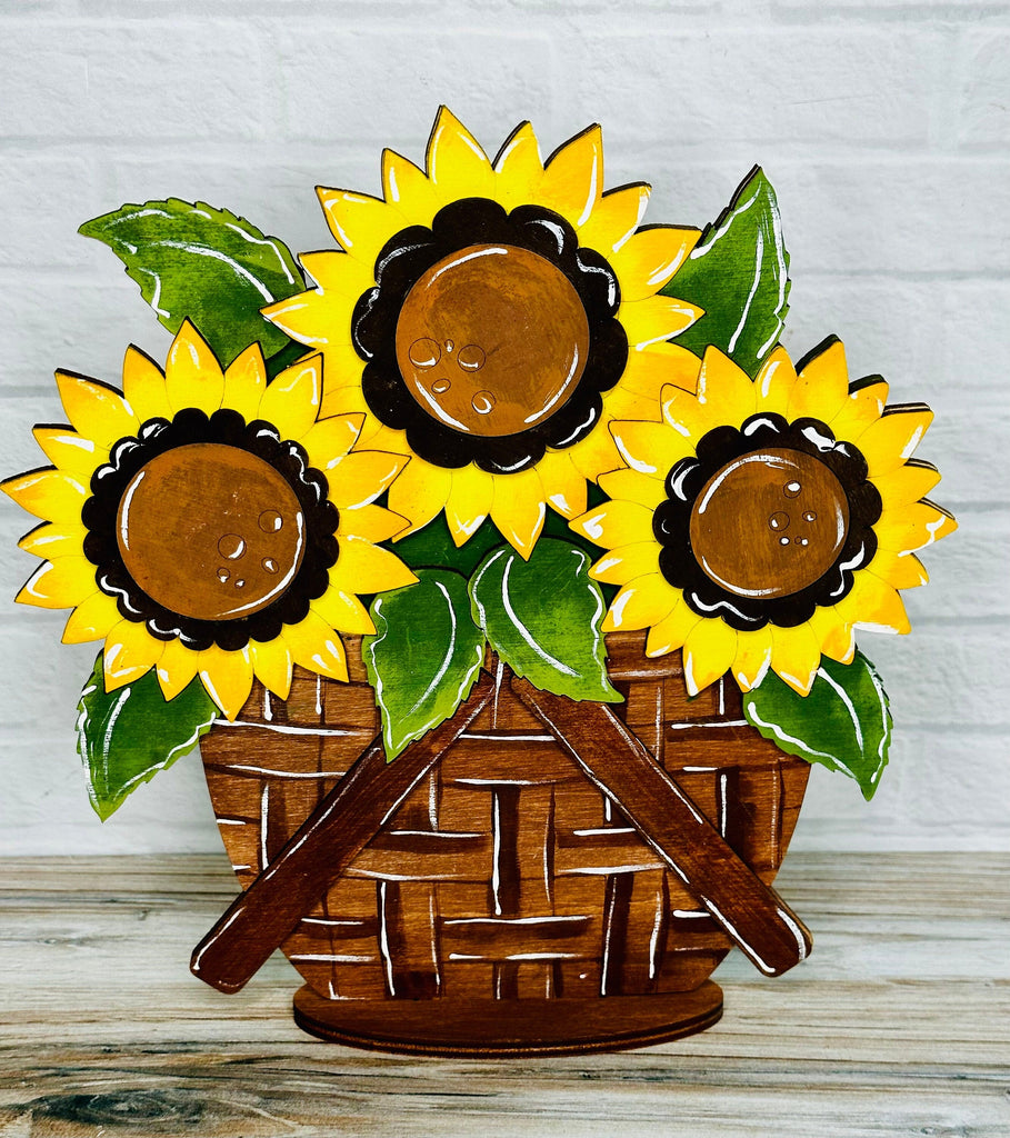 Sunflower Basket Standing with Base - DIY Paint Kit Wood Blanks