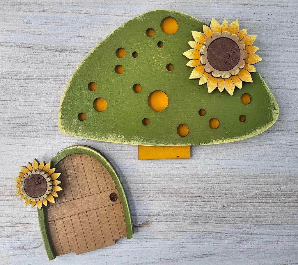 Sunflower Mushroom DIY Interchangeable Decor Inserts - Wood Paint Kit