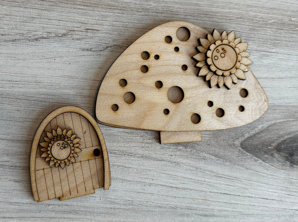 Sunflower Mushroom DIY Interchangeable Decor Inserts - Wood Paint Kit