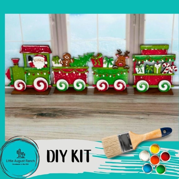 Santa Christmas Train Set - Wood Blanks for Crafting and Painting