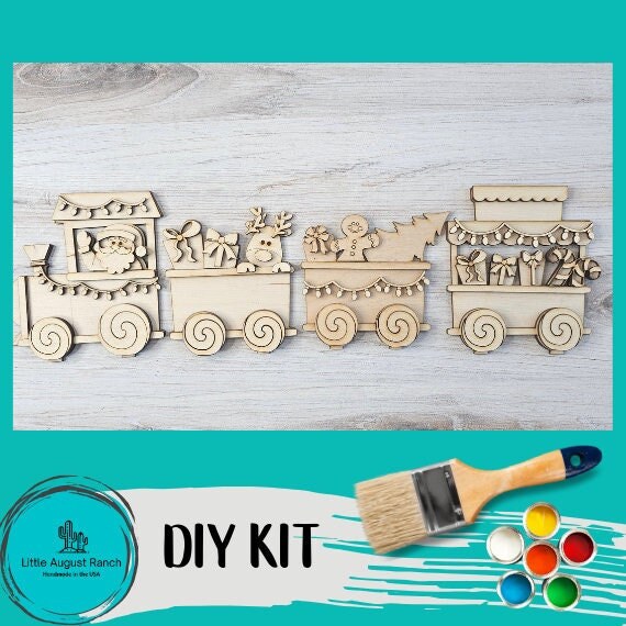 Santa Christmas Train Set - Wood Blanks for Crafting and Painting