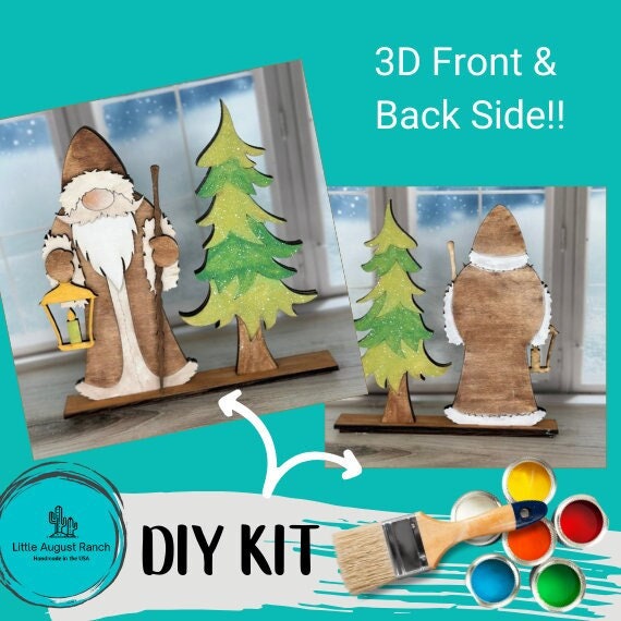 Forest Santa Christmas DIY - Wood Blank for Painting and Crafting