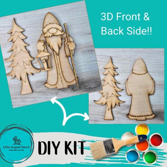 Forest Santa Christmas DIY - Wood Blank for Painting and Crafting